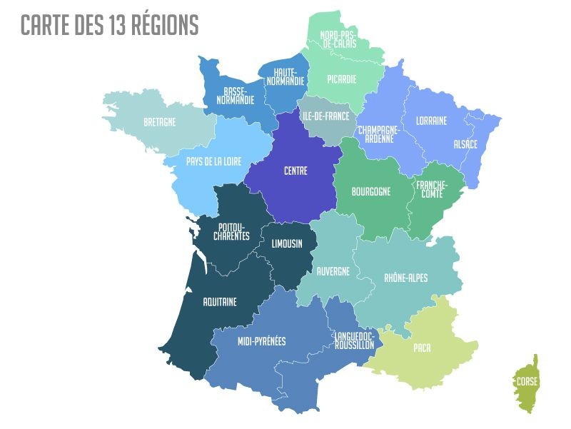 Carte de la France géographique 13 régions