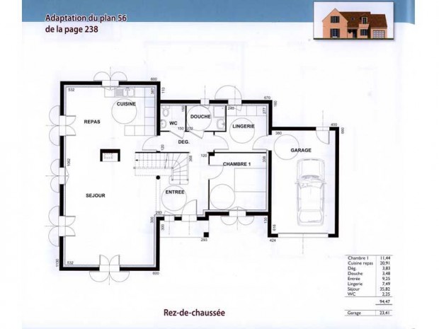 Adaptation du plan précédent pour une maison adapt