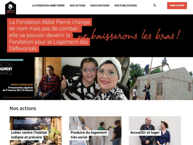 Capture d'écran Homepage Fondation Abbé Pierre