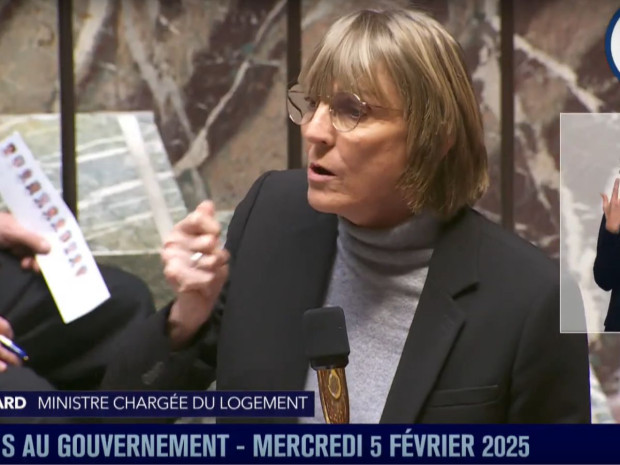 Valérie Létard, ministre en charge du Logement, lors de la séance des questions au gouvernement, à l'Assemblée nationale, le 5 février 2025.